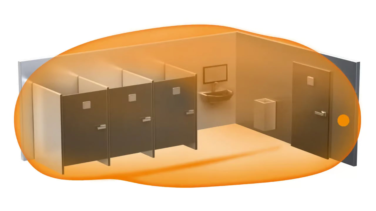 Reliably detects through partition walls.