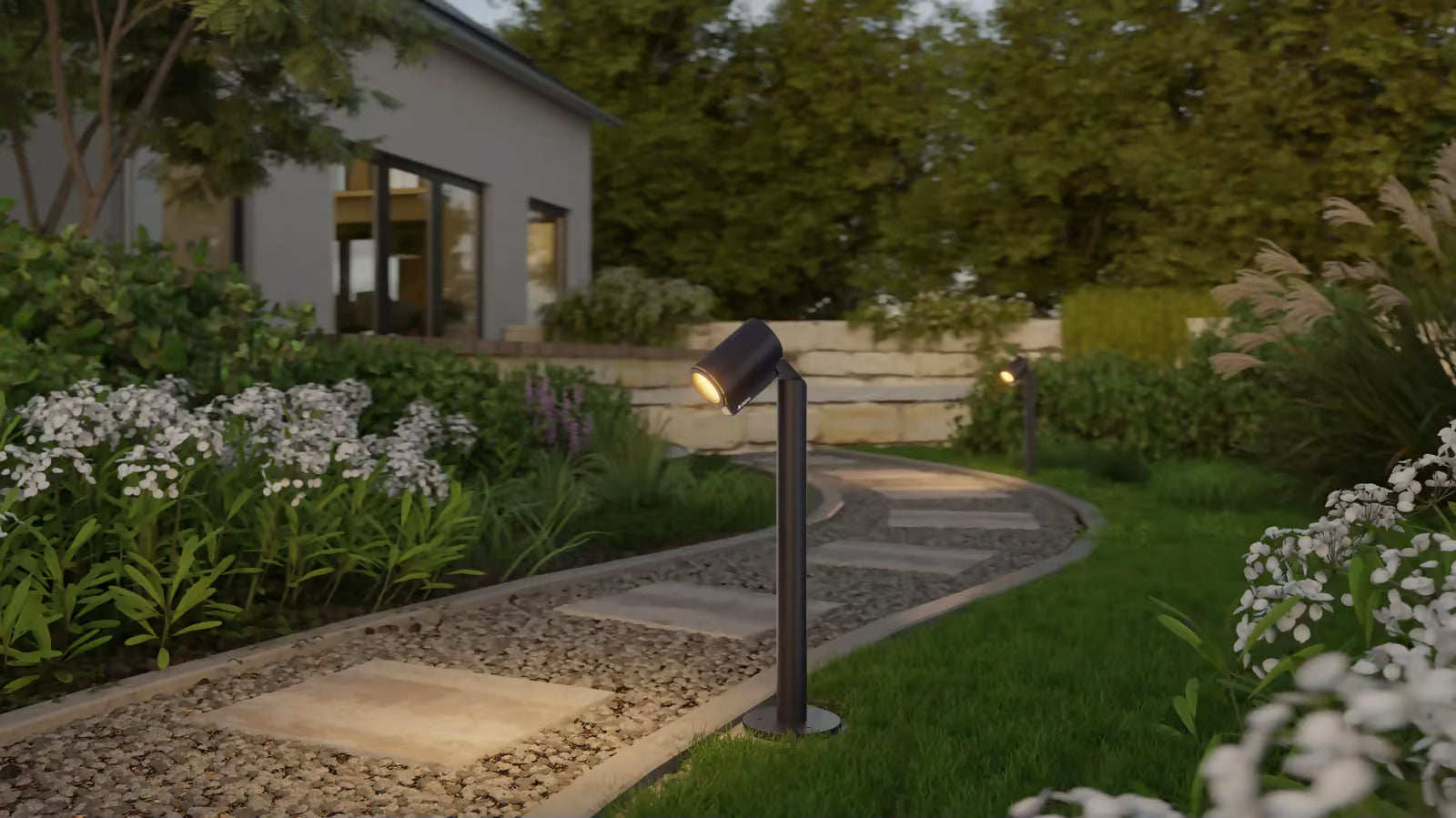 Stylish path lighting. For paths, flowerbeds, and terraces.